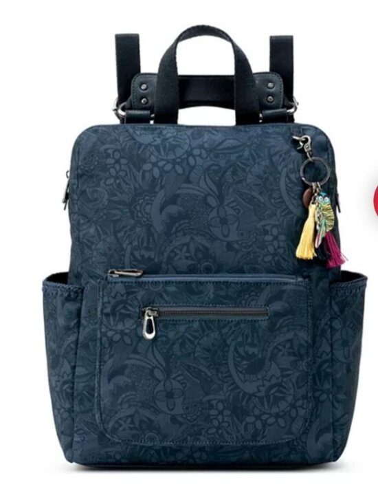 Sakroots Handbags - Sakroots Loyloa Convertible Backpack Navy Floral Computer Slv Tassel Keychain